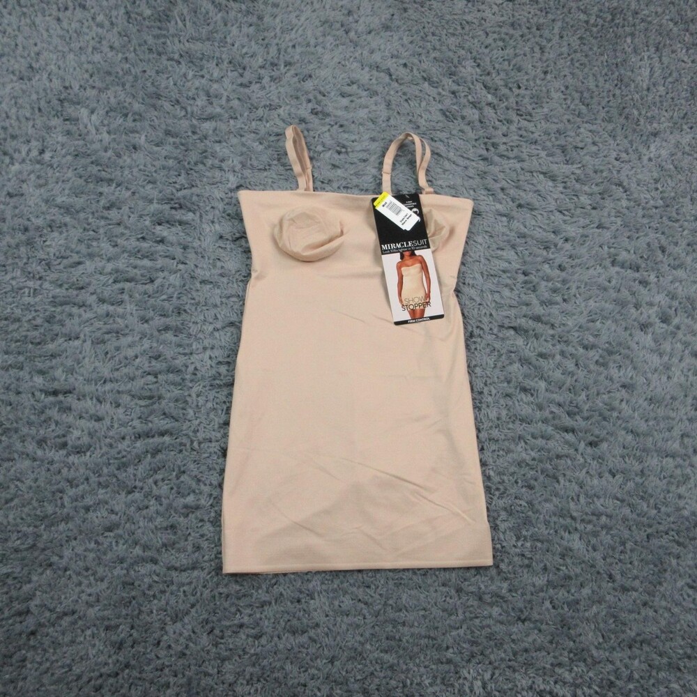 Miraclesuit One Piece Shapewear Dress Womens M Beige Firm Control Adjustable NWT
